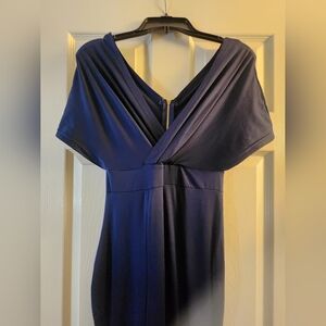 Elegant Blue Women's Off The Shoulder Dress